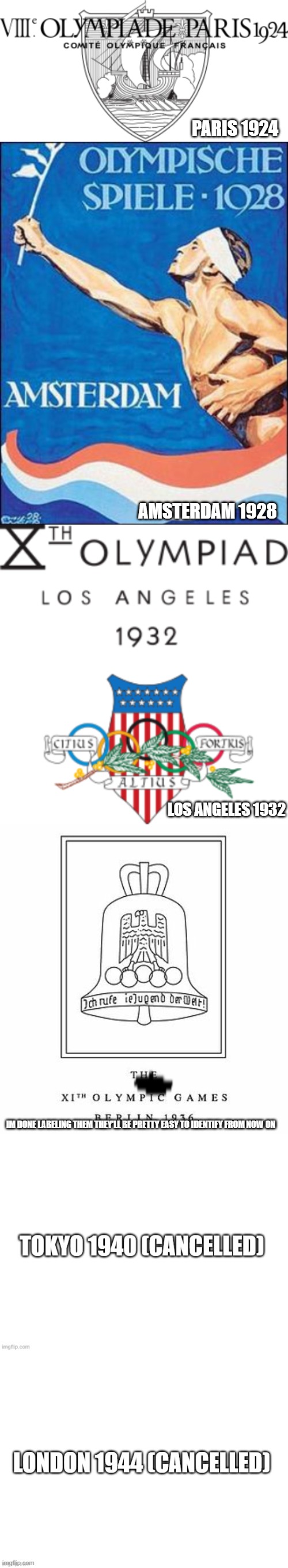 Every Olympics logo/poster because i'm bored part 2 | PARIS 1924; AMSTERDAM 1928; LOS ANGELES 1932; IM DONE LABELING THEM THEY'LL BE PRETTY EASY TO IDENTIFY FROM NOW ON | made w/ Imgflip meme maker