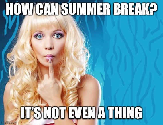 ditzy blonde | HOW CAN SUMMER BREAK? IT’S NOT EVEN A THING | image tagged in ditzy blonde | made w/ Imgflip meme maker