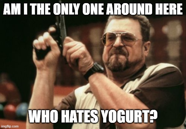 Yogurt is Nasty | AM I THE ONLY ONE AROUND HERE; WHO HATES YOGURT? | image tagged in memes,am i the only one around here | made w/ Imgflip meme maker