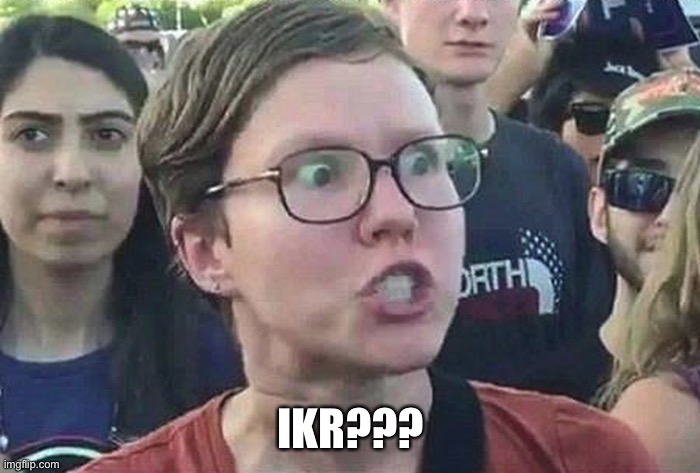Triggered Liberal | IKR??? | image tagged in triggered liberal | made w/ Imgflip meme maker