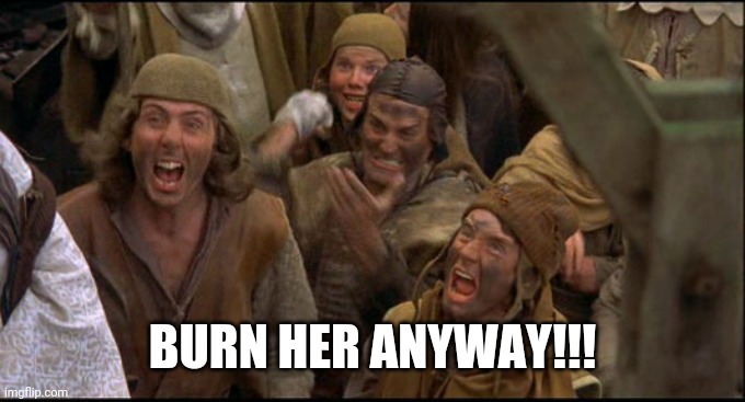 Burn her anyway | BURN HER ANYWAY!!! | image tagged in burn her anyway | made w/ Imgflip meme maker