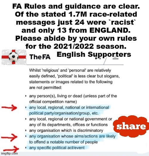 English F.A. anti-kneeling Rules | image tagged in england football | made w/ Imgflip meme maker