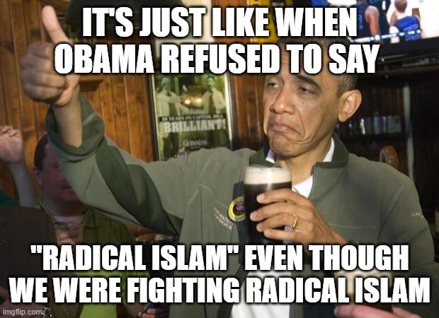 Not Bad | IT'S JUST LIKE WHEN OBAMA REFUSED TO SAY "RADICAL ISLAM" EVEN THOUGH WE WERE FIGHTING RADICAL ISLAM | image tagged in not bad | made w/ Imgflip meme maker