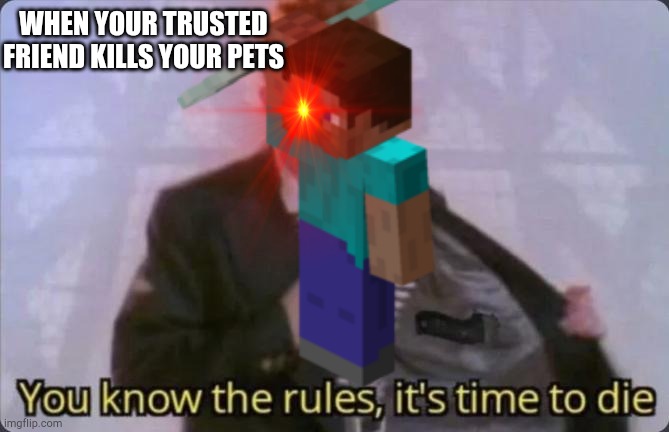 It hurts so much | WHEN YOUR TRUSTED FRIEND KILLS YOUR PETS | image tagged in you know the rules it's time to die | made w/ Imgflip meme maker
