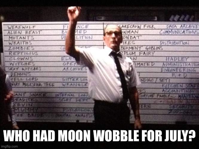 Moon wobble for the win | WHO HAD MOON WOBBLE FOR JULY? | image tagged in who had x for y | made w/ Imgflip meme maker