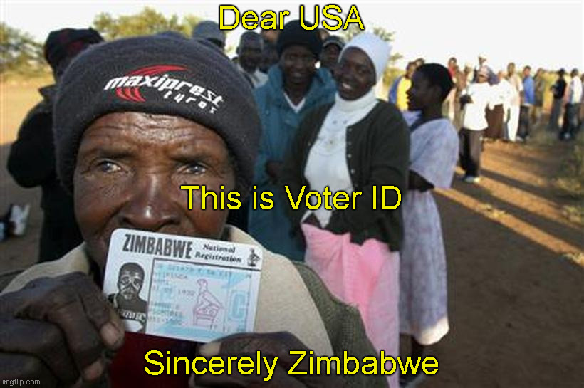 Dear USA Sincerely Zimbabwe This is Voter ID | made w/ Imgflip meme maker
