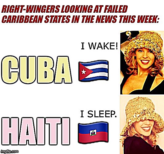 Two Caribbean states melting down this week, only one lights up the Trumposphere. Ain’t that something? | made w/ Imgflip meme maker