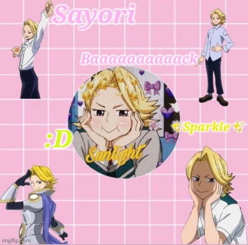 Yuga Aoyama Temp | Baaaaaaaaaack; :D | image tagged in yuga aoyama temp | made w/ Imgflip meme maker