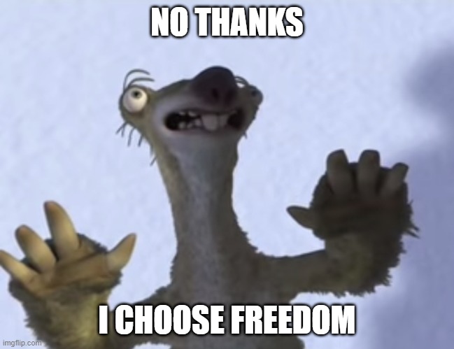 No thanks I choose life blank | NO THANKS I CHOOSE FREEDOM | image tagged in no thanks i choose life blank | made w/ Imgflip meme maker