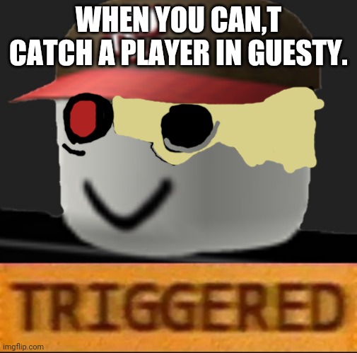 Roblox Triggered | WHEN YOU CAN,T CATCH A PLAYER IN GUESTY. | image tagged in roblox triggered | made w/ Imgflip meme maker