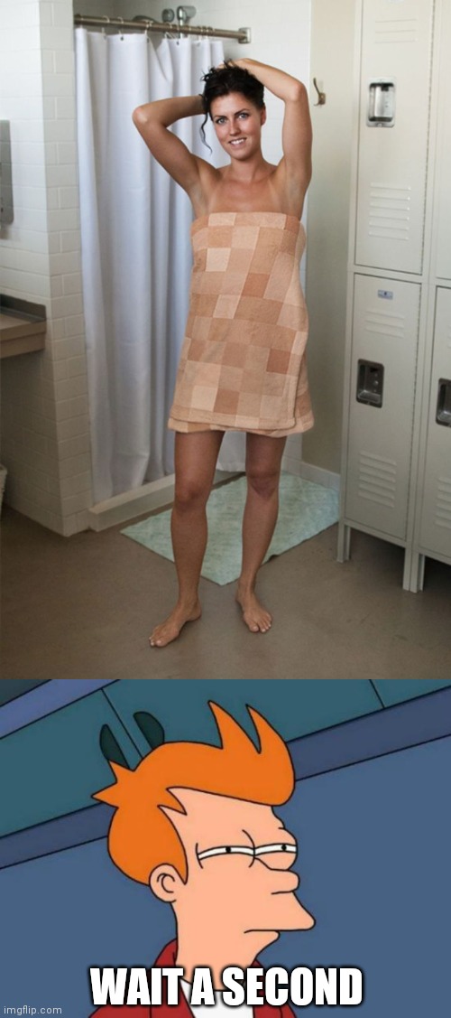 CENSORING TOWEL? | WAIT A SECOND | image tagged in memes,futurama fry,censored,towel | made w/ Imgflip meme maker