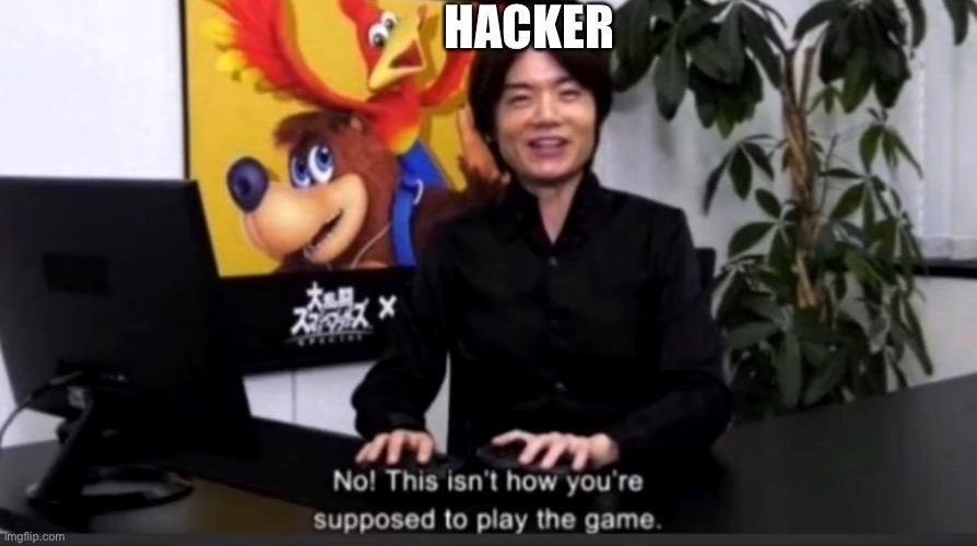 HACKER | image tagged in no this isn t how your supposed to play the game | made w/ Imgflip meme maker