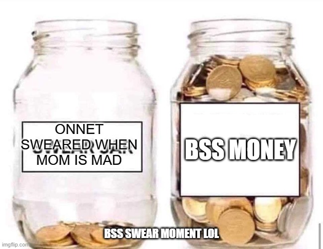Swear Jar | BSS MONEY; ONNET SWEARED WHEN MOM IS MAD; BSS SWEAR MOMENT LOL | image tagged in swear jar | made w/ Imgflip meme maker