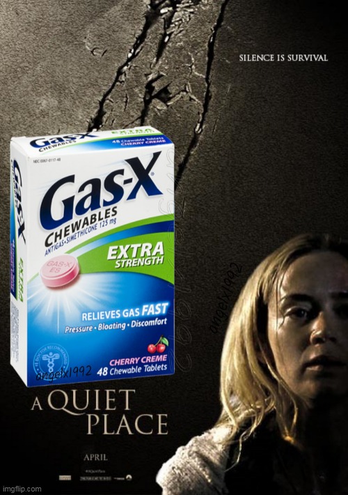 image tagged in a quiet place,horror movie,emily blunt,gas,gas x,farts | made w/ Imgflip meme maker