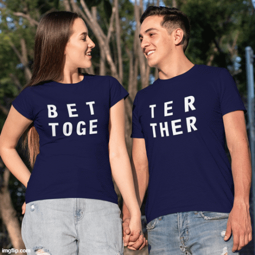 Couple Tees | image tagged in gifs,matching outfits for couples,couple tshirt | made w/ Imgflip images-to-gif maker
