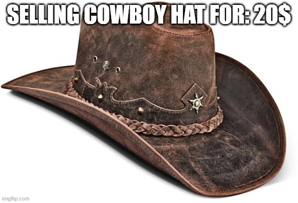 SELLING COWBOY HAT FOR: 20$ | made w/ Imgflip meme maker