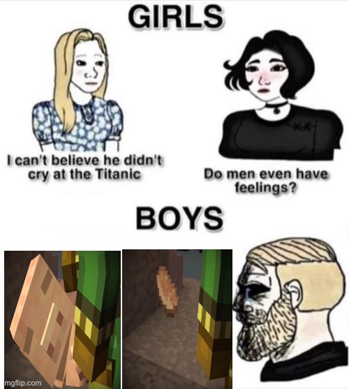 Do men even have feelings | image tagged in do men even have feelings,minecraft,sad,minecraft story mode,rubens death | made w/ Imgflip meme maker