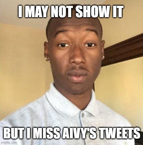 I may not show it | I MAY NOT SHOW IT; BUT I MISS AIVY'S TWEETS | image tagged in i may not show it | made w/ Imgflip meme maker