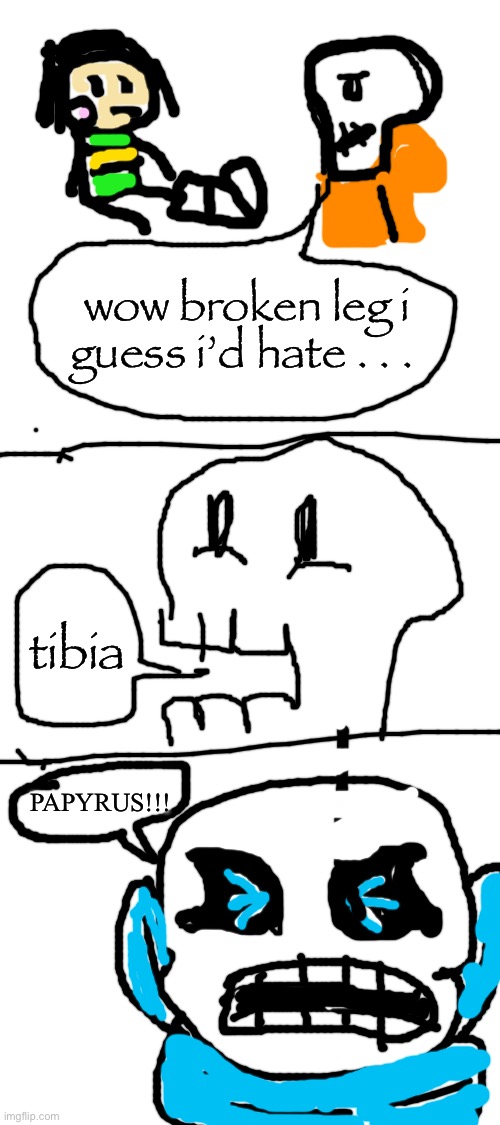 wow broken leg i guess i’d hate . . . tibia; PAPYRUS!!! | image tagged in blank white template | made w/ Imgflip meme maker