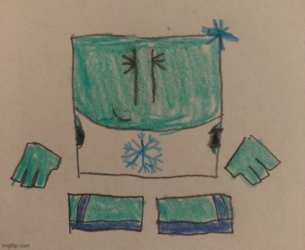 I gave Frosty a summer look, despite her being a Block-Topian | image tagged in frosty | made w/ Imgflip meme maker