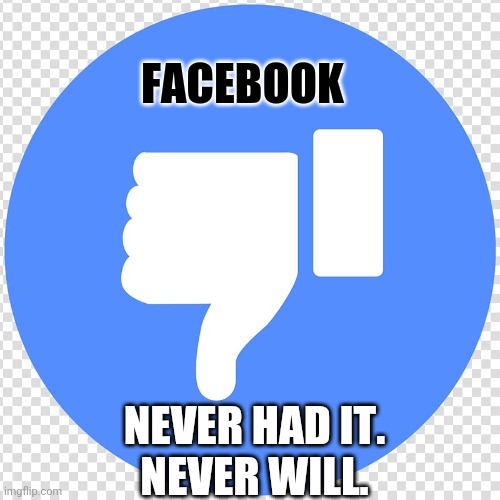 Facebook thumbs up | FACEBOOK NEVER HAD IT.
NEVER WILL. | image tagged in facebook thumbs up | made w/ Imgflip meme maker