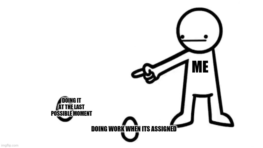 asdfmovie 14 egg | ME; DOING IT AT THE LAST POSSIBLE MOMENT; DOING WORK WHEN ITS ASSIGNED | image tagged in asdfmovie 14 egg | made w/ Imgflip meme maker