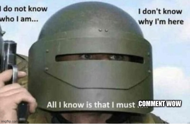 All i know is that i must kill (bottom panel) | COMMENT WOW | image tagged in all i know is that i must kill bottom panel | made w/ Imgflip meme maker