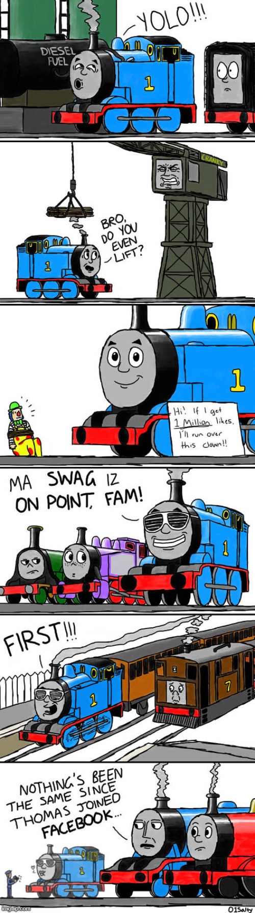 "nothing's been the same since thomas joined facebook" - Gordon | made w/ Imgflip meme maker