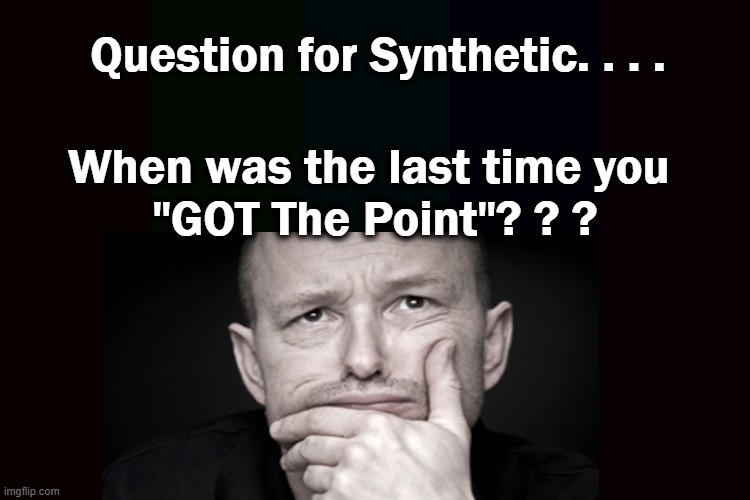 Question for Synthetic. . . . When was the last time you 
"GOT The Point"? ? ? | made w/ Imgflip meme maker