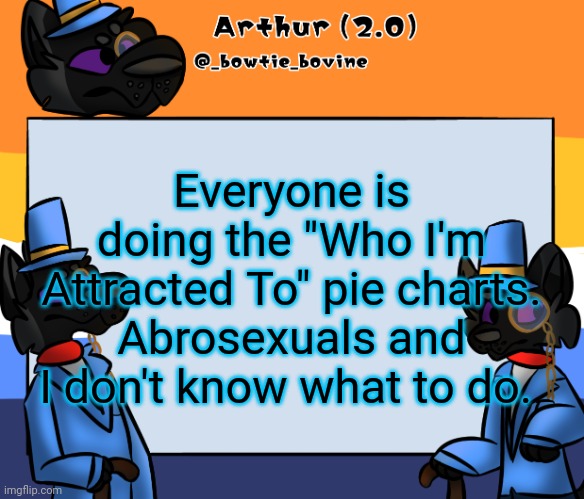 Arthur's announcement template | Everyone is doing the "Who I'm Attracted To" pie charts. Abrosexuals and I don't know what to do. | image tagged in arthur's announcement template | made w/ Imgflip meme maker
