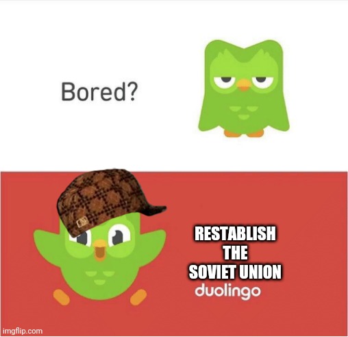 Our house | RESTABLISH THE SOVIET UNION | image tagged in duolingo bored | made w/ Imgflip meme maker