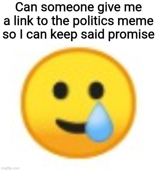 Can someone give me a link to the politics meme so I can keep said promise | image tagged in smile cry emoji | made w/ Imgflip meme maker