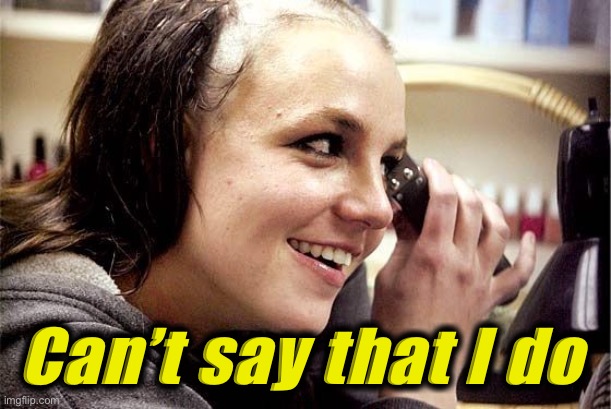 Remember when Biebs went to prison? Me neither, I’m thinking about her | Can’t say that I do | image tagged in britney spears shaved head | made w/ Imgflip meme maker