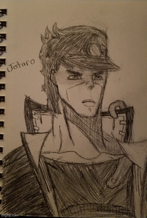 my attempt at drawing jotaro (very different from my usual art o-o') | made w/ Imgflip meme maker