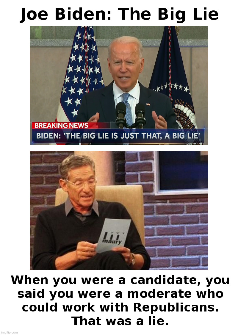 Joe ﻿Biden: The Big Lie | image tagged in joe biden,moderate,candidate,campaign,maury lie detector,so that was a lie | made w/ Imgflip meme maker