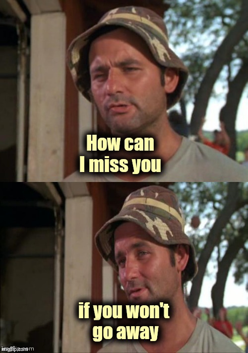 Bill Murray bad joke | How can I miss you if you won't
 go away | image tagged in bill murray bad joke | made w/ Imgflip meme maker