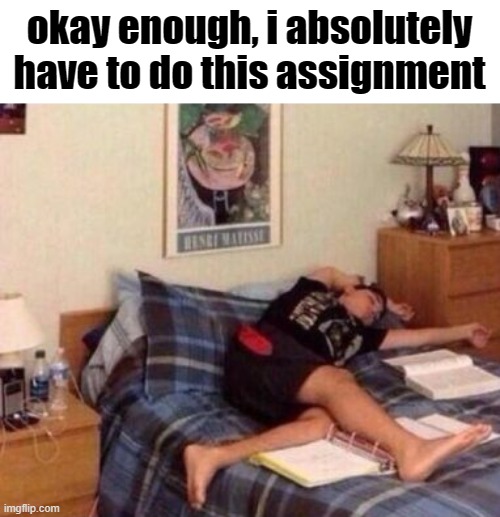 okay enough, i absolutely have to do this assignment | made w/ Imgflip meme maker