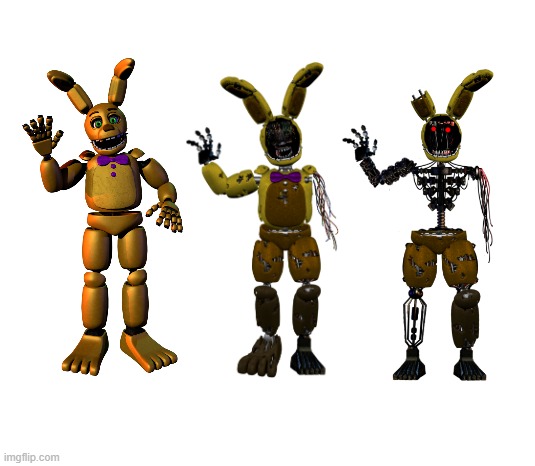 Spring Bonnie as Withered Bonnie Stages | image tagged in fnaf | made w/ Imgflip meme maker