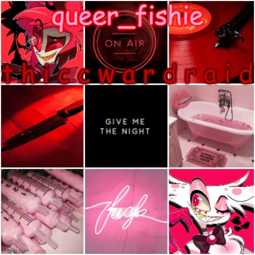 queer_fishie's Alastor x Angel dust temp | t h i c c w a r d r a i d | image tagged in queer_fishie's alastor x angel dust temp | made w/ Imgflip meme maker