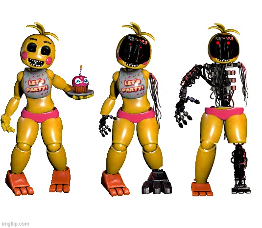 Toy Chica as Withered Bonnie Stages | image tagged in fnaf2 | made w/ Imgflip meme maker