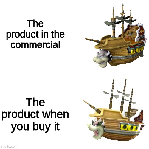 Going low poly | The product in the commercial; The product when you buy it | image tagged in super mario | made w/ Imgflip meme maker