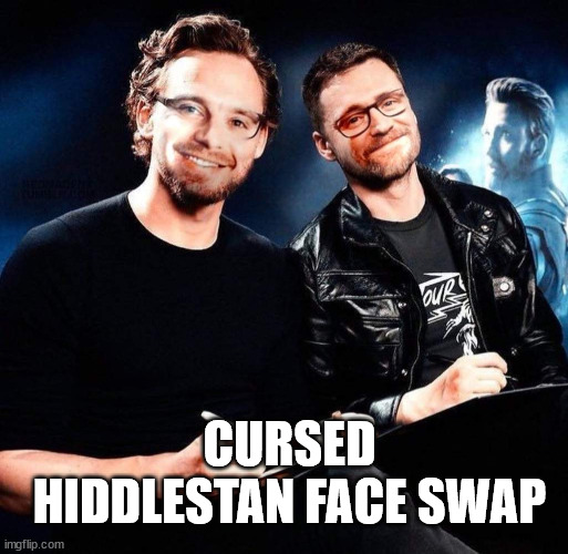 A crime against humanity | CURSED HIDDLESTAN FACE SWAP | image tagged in marvel | made w/ Imgflip meme maker