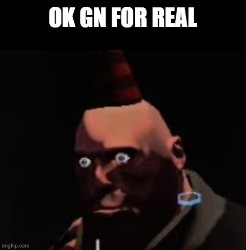 Tf2 heavy stare | OK GN FOR REAL | image tagged in tf2 heavy stare | made w/ Imgflip meme maker