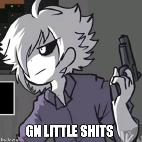 X-tale chara with a gun | GN LITTLE SHITS | image tagged in x-tale chara with a gun | made w/ Imgflip meme maker