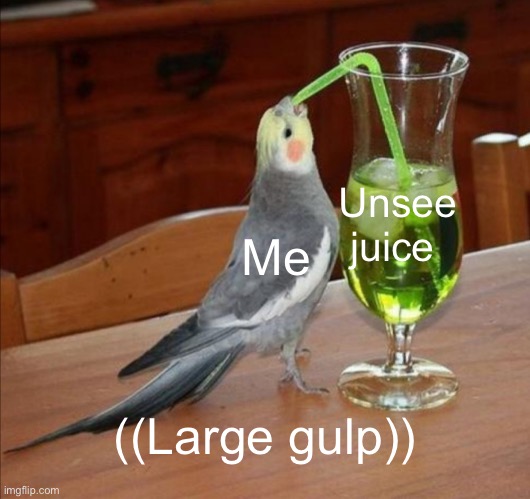 DIY Unsee Juice Meme | Me Unsee juice ((Large gulp)) | image tagged in diy unsee juice meme | made w/ Imgflip meme maker