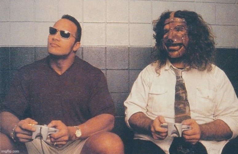 image tagged in rock and mankind play n64 | made w/ Imgflip meme maker