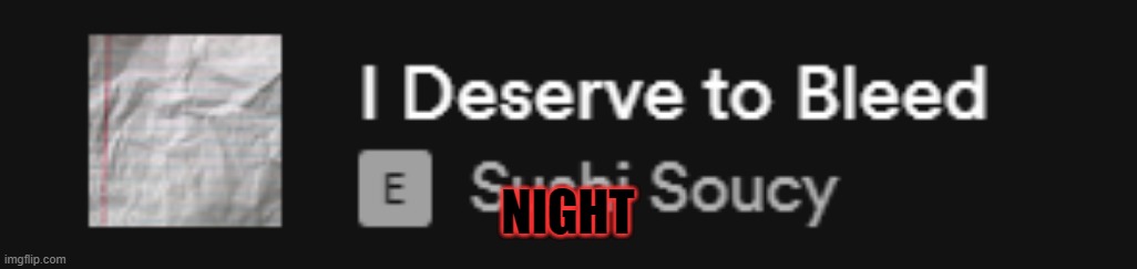 I deserve to bleed | NIGHT | image tagged in i deserve to bleed | made w/ Imgflip meme maker