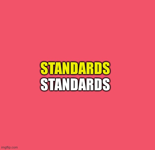 blank red | STANDARDS STANDARDS | image tagged in blank red | made w/ Imgflip meme maker