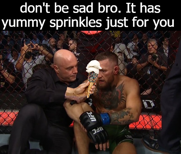 don't be sad bro. It has yummy sprinkles just for you | image tagged in bruh | made w/ Imgflip meme maker