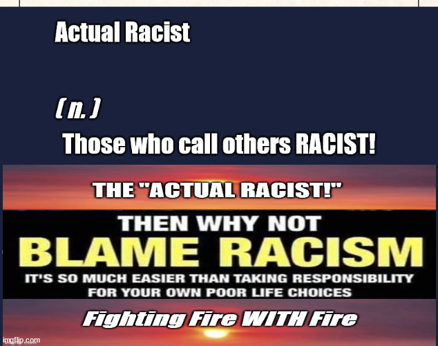 The ACTUAL Racist | image tagged in racism,black,color,the actual racist,evil | made w/ Imgflip meme maker
